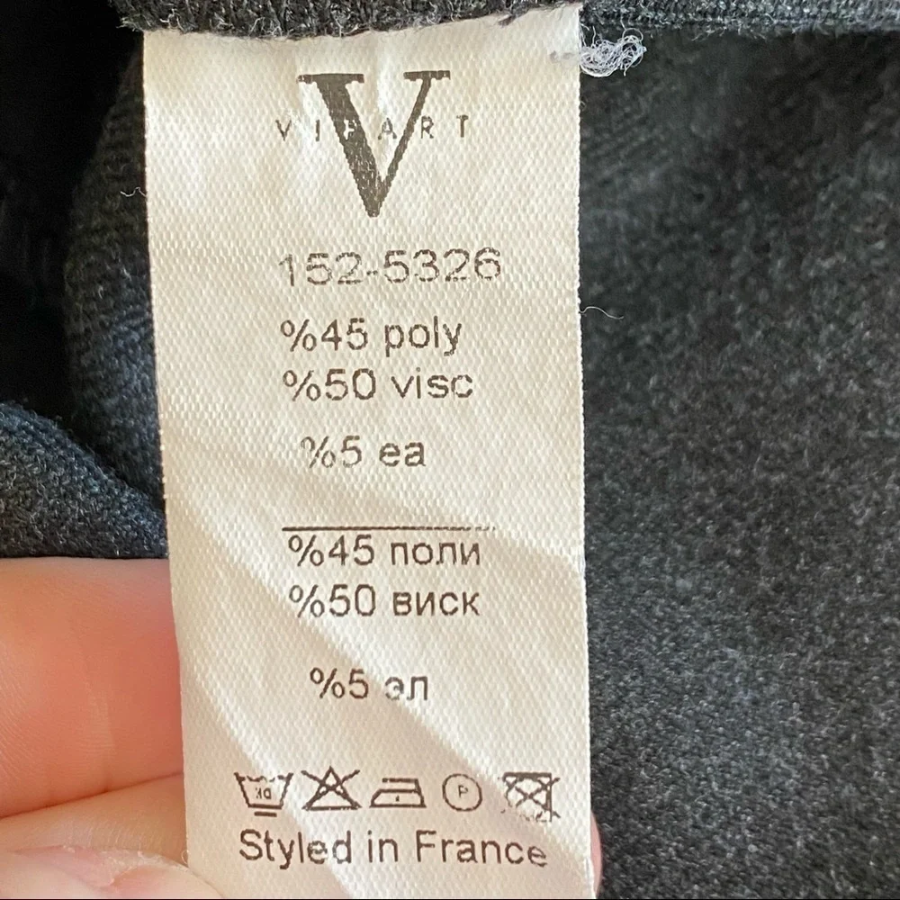 Vipart Black Mixed Media Pleated 3/4 Sleeve Dress Pockets France 36 US Small (6) - Picture 10 of 10